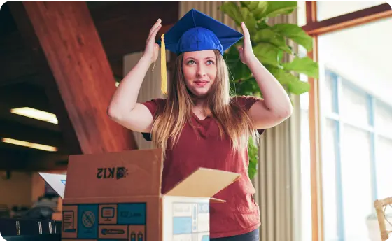 Graduated student wearing her graduation hat