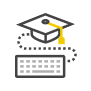 graduate hat and keyboard icon