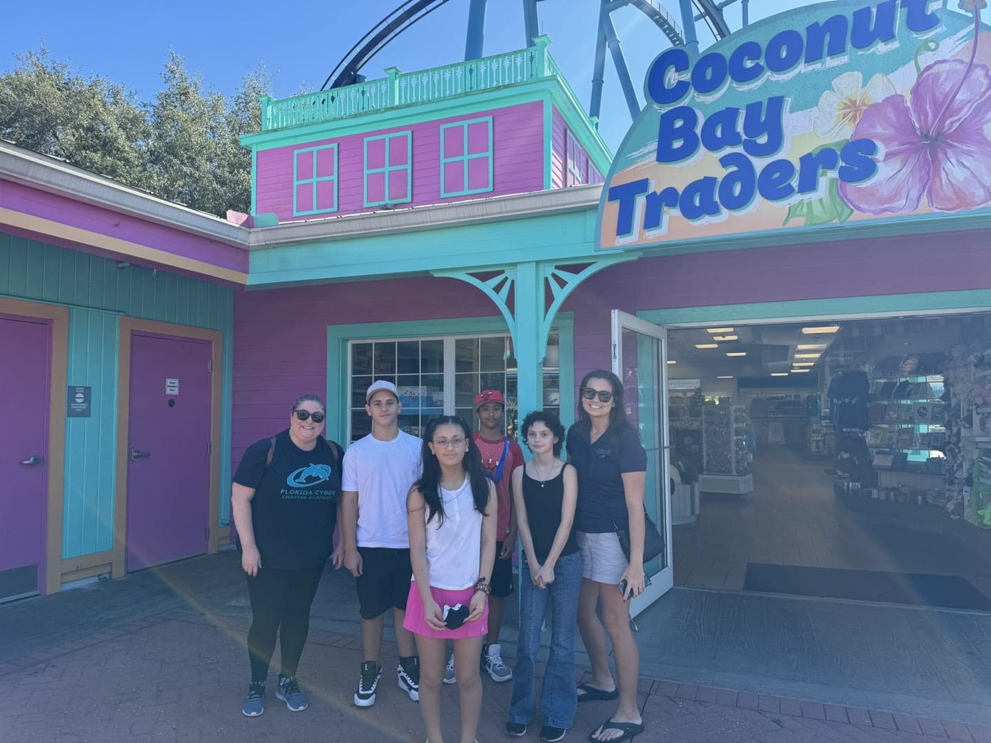 Group of friend in front of coconut bay traders