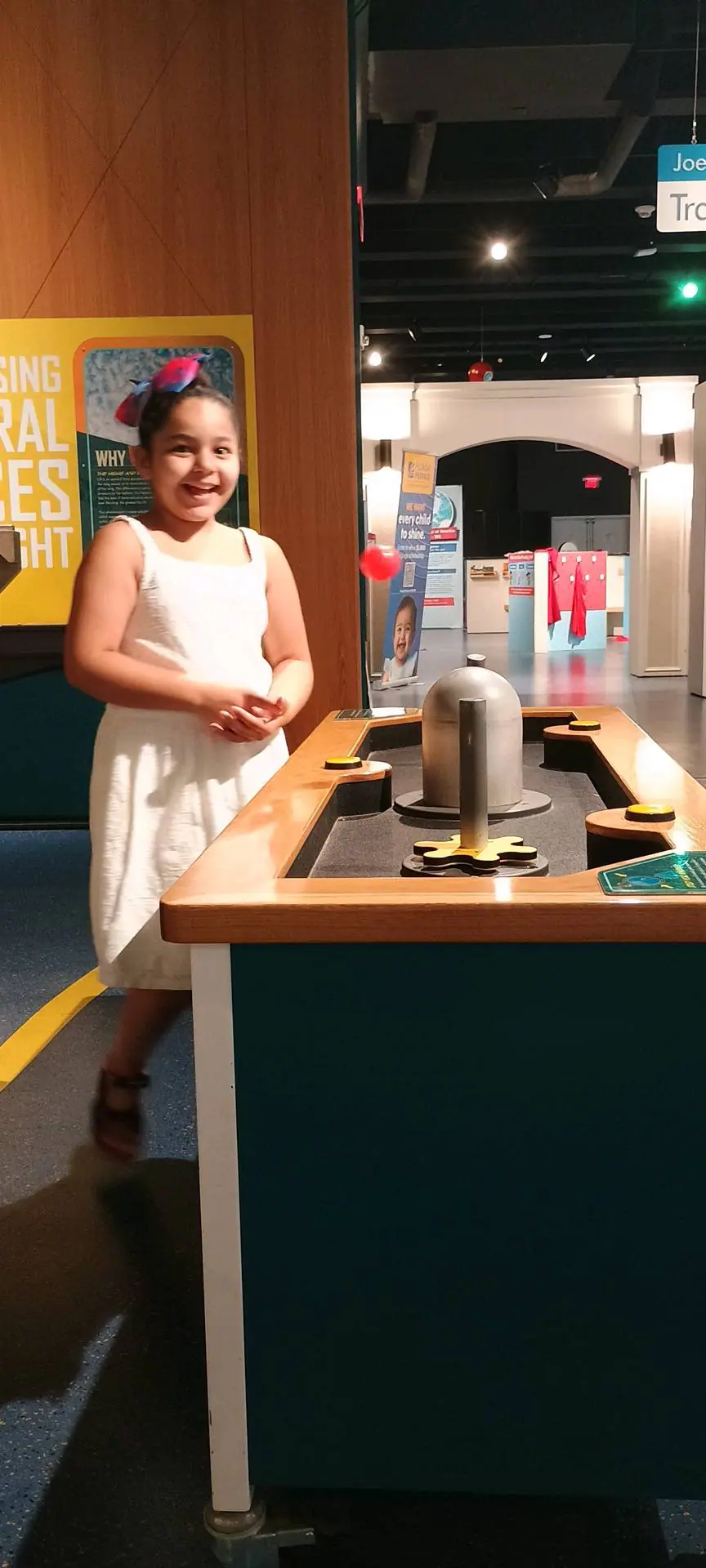 happy girl at the museum