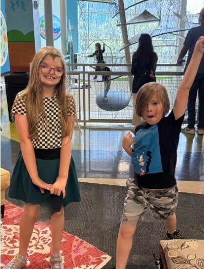 happy students in the museum