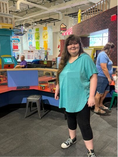 Happy girl in the museum