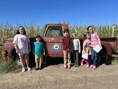 Kids in the farm truck