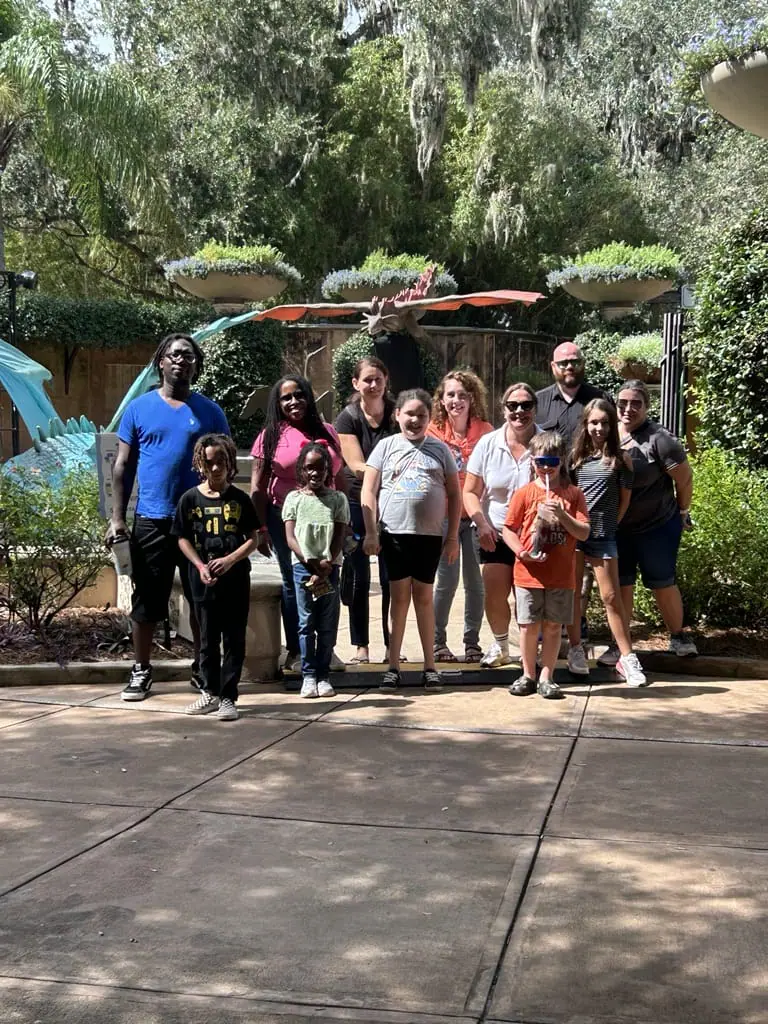 Teachers and students in the zoo