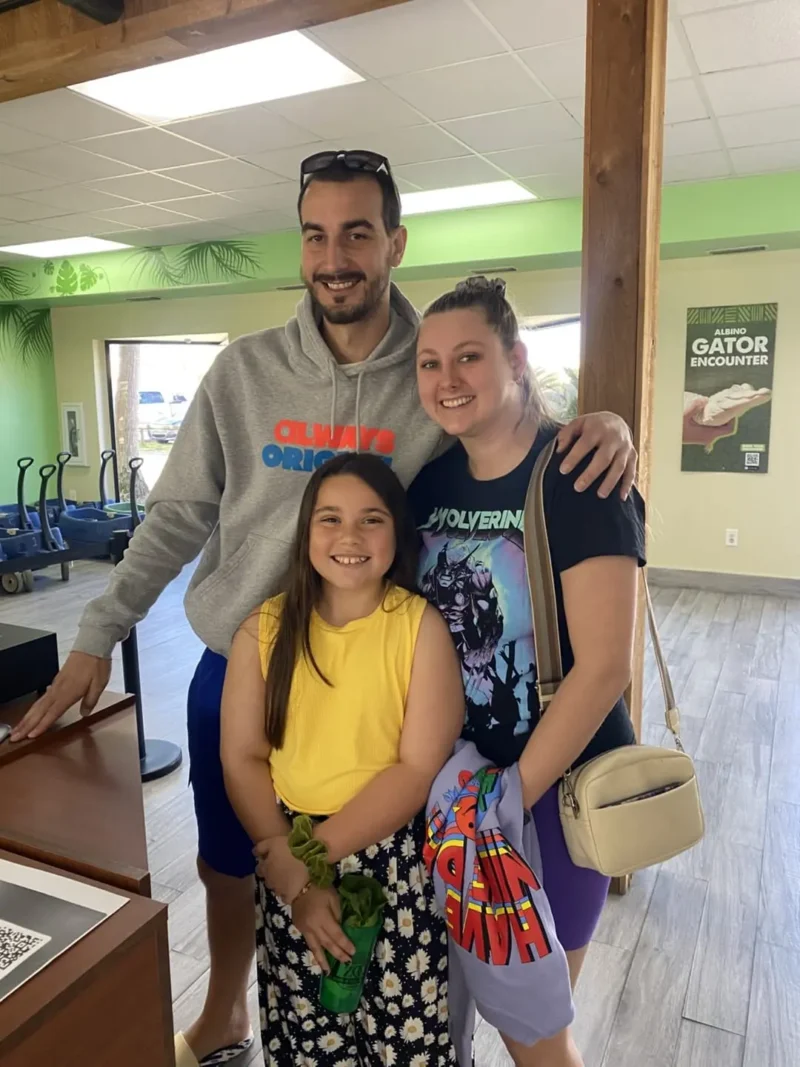 family in the zoo room