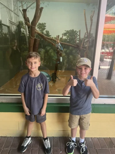 happy boys in the zoo