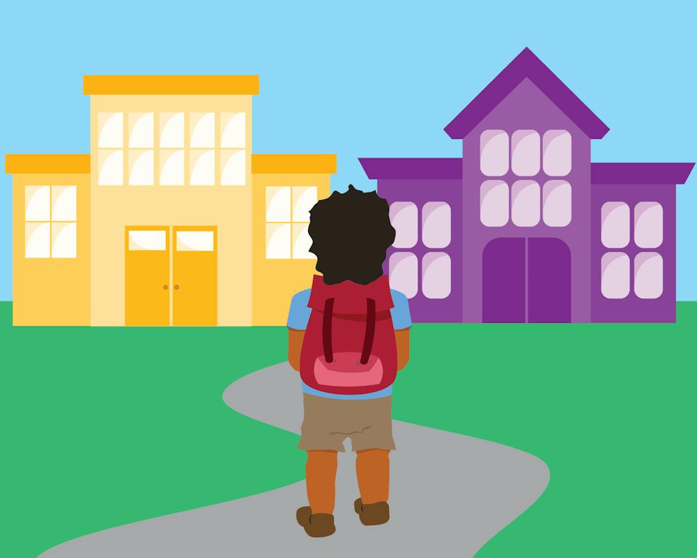 Drawing of a kid on a school
