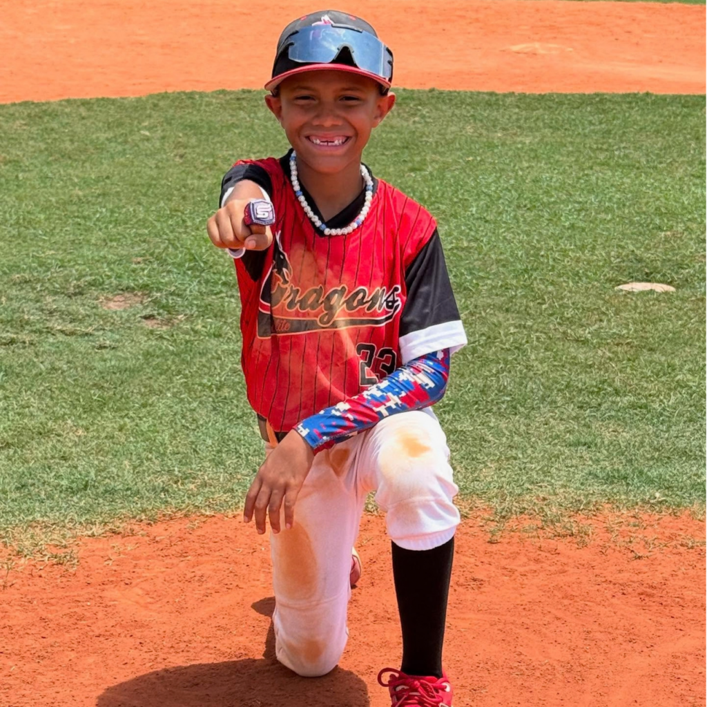Felix on the baseball field.
