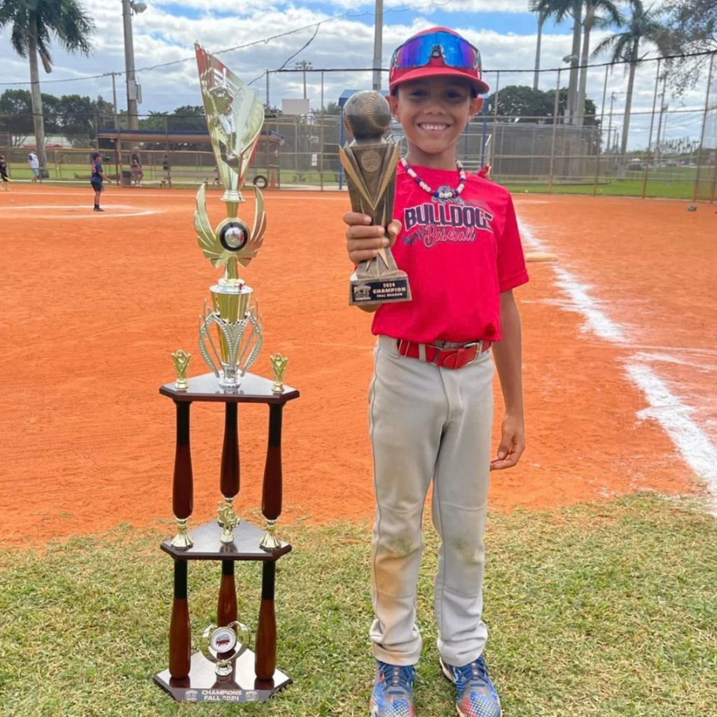 Felix on the baseball field.